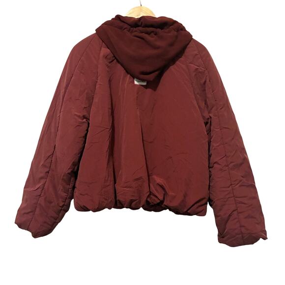 Free People In a Pillow Puffer Anorak Coat Size S Pink 1/2 Zip Insulated Hooded - Picture 5 of 8